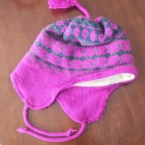 Capello Ski Hat Ear Flaps Pink/Purple Gray Ladies Small Kids Large Made Canada